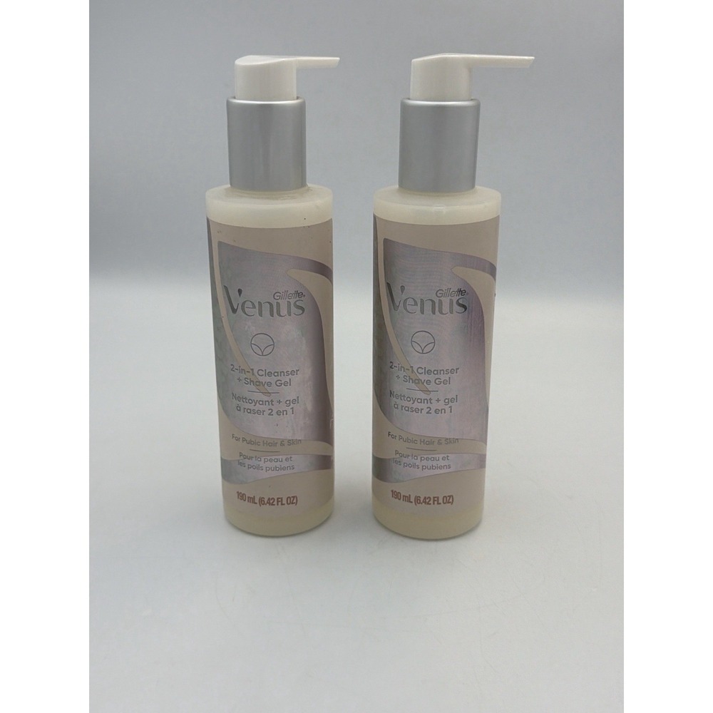Lot of 2 Gillette Venus 2-in-1 Cleanser + Shave Gel Pubic Hair & Skin 6.42oz